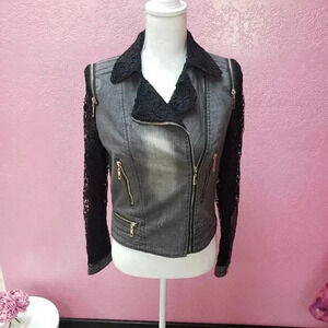 Paris Hues Denim and Lace Jacket Size Small